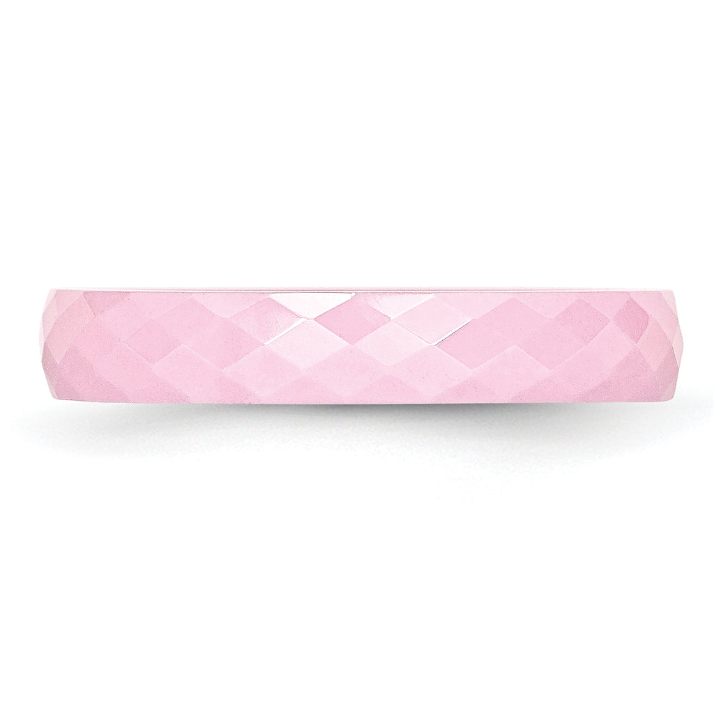 Faceted Wedding Band in Pink Ceramic, 4mm
