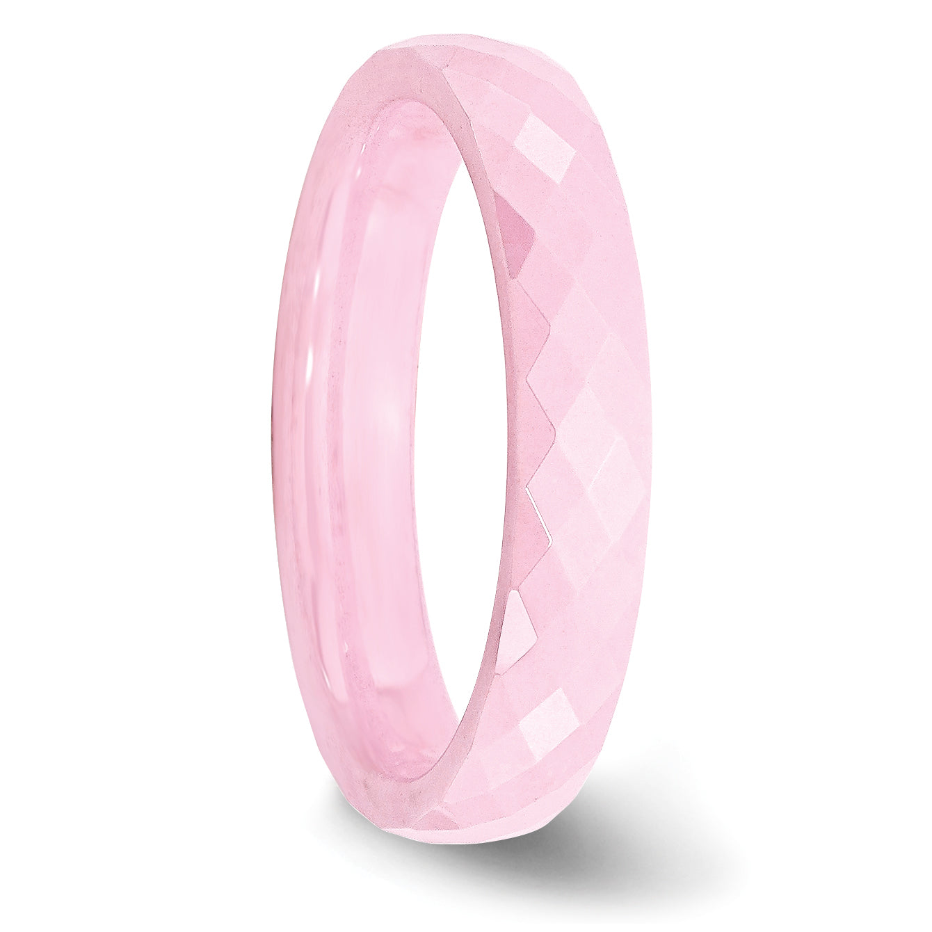 Faceted Wedding Band in Pink Ceramic, 4mm