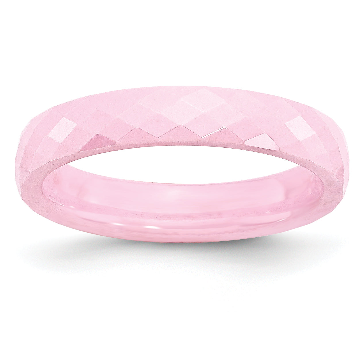 Ceramic Pink 4mm Faceted Polished Band Main image