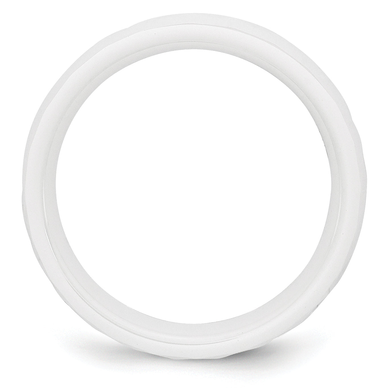 Faceted Wedding Band in White Ceramic, 6mm