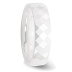 Faceted Wedding Band in White Ceramic, 6mm