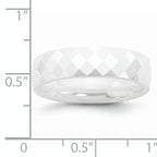 Faceted Wedding Band in White Ceramic, 6mm