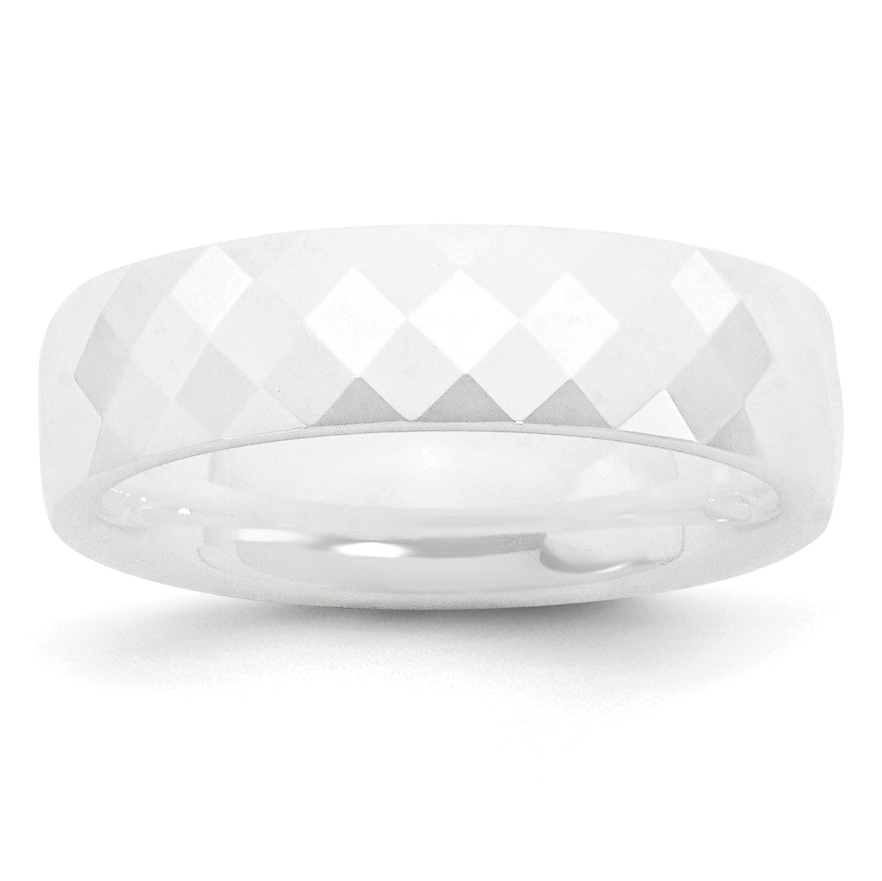 Ceramic White 6mm Faceted Polished Band Main image