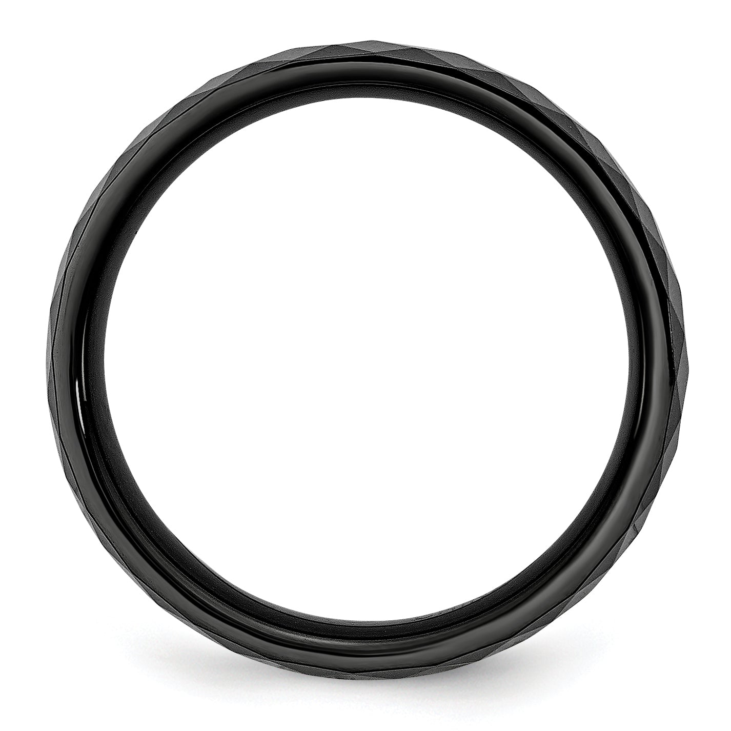 Ceramic Black 6mm Faceted Polished Band