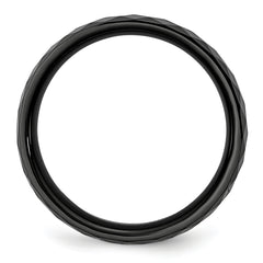 Ceramic Black 6mm Faceted Polished Band