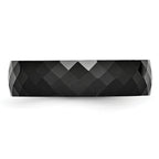 Faceted Wedding Band in Black Ceramic, 6mm