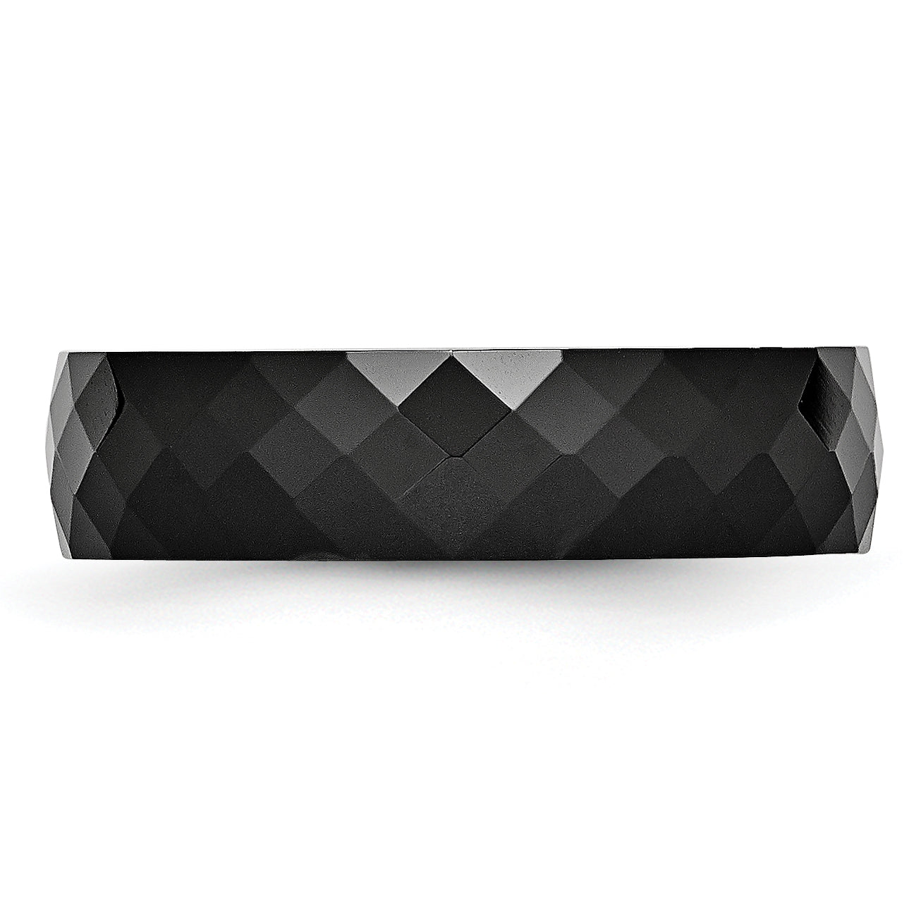 Faceted Wedding Band in Black Ceramic, 6mm