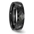 Faceted Wedding Band in Black Ceramic, 6mm