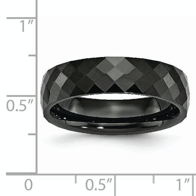 Ceramic Black 6mm Faceted Polished Band