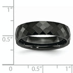 Faceted Wedding Band in Black Ceramic, 6mm