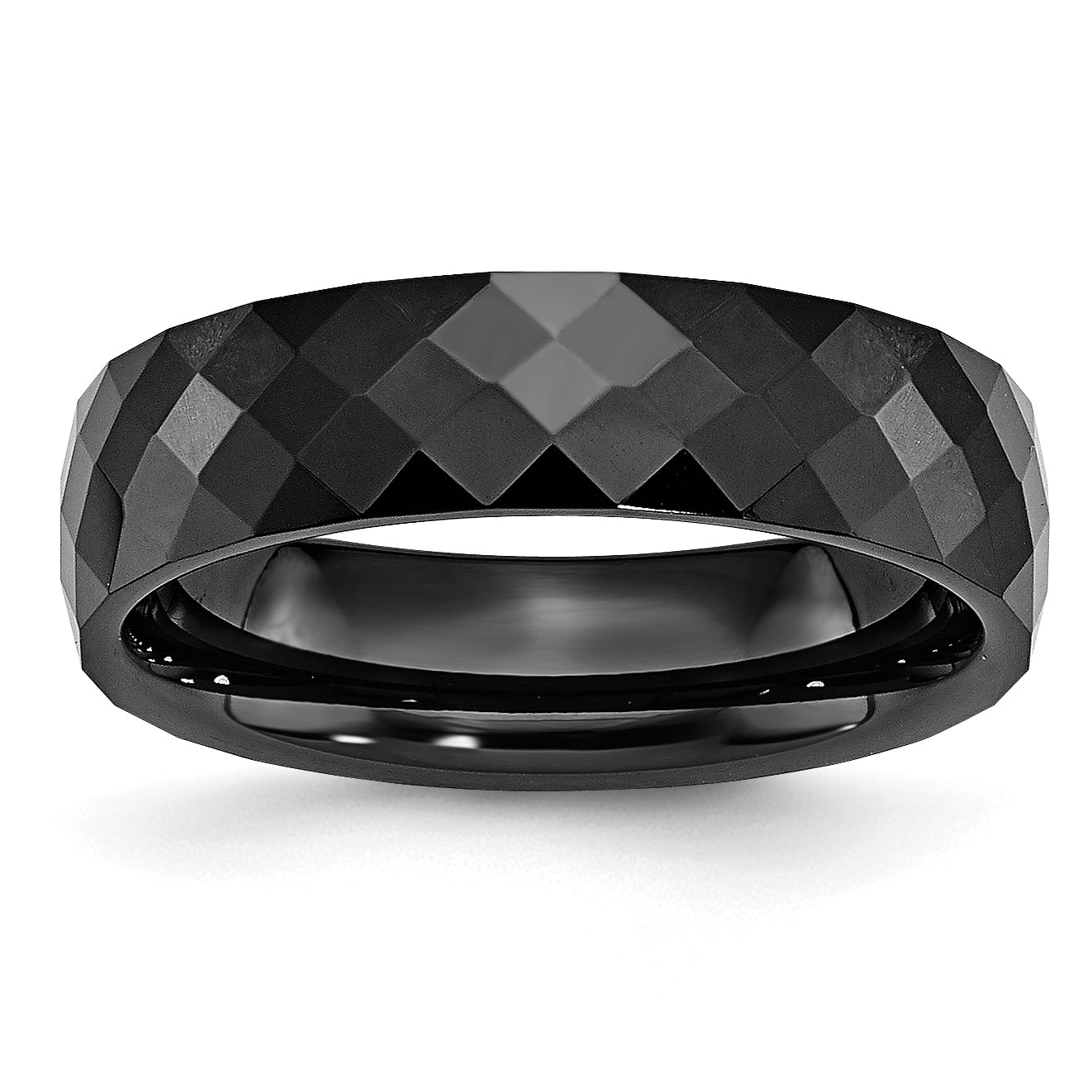 Ceramic Black 6mm Faceted Polished Band Main image