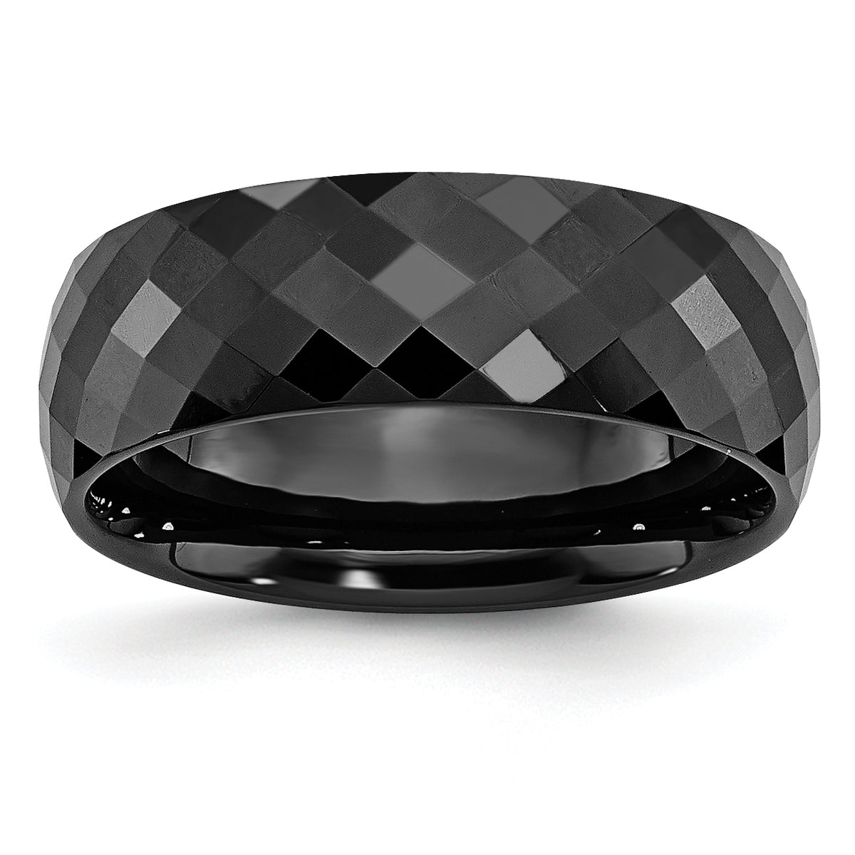 Ceramic Black Faceted 7.5mm Polished Band