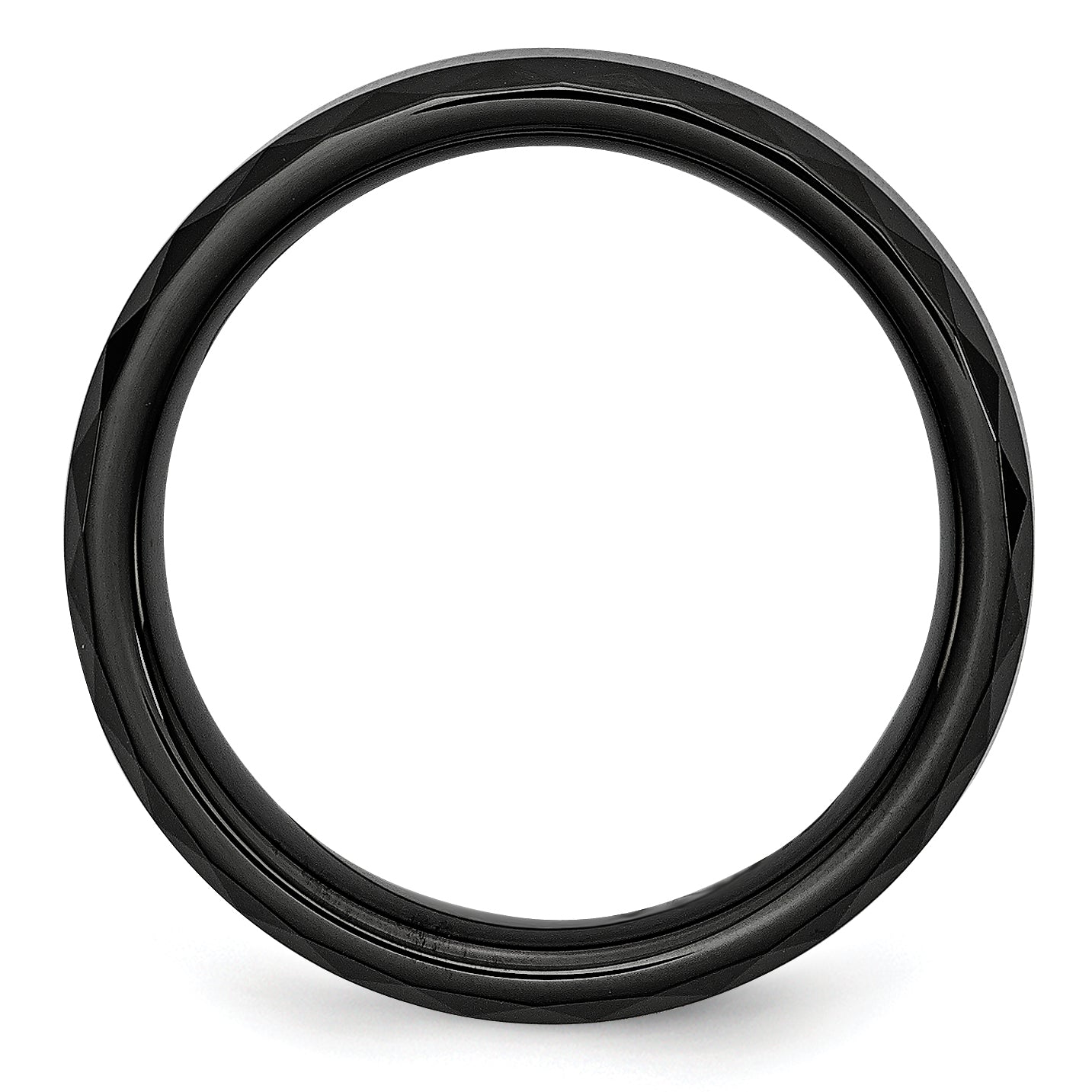 Faceted Beveled-Edge Wedding Band in Black Ceramic, 6mm