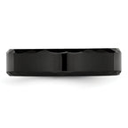 Faceted Beveled-Edge Wedding Band in Black Ceramic, 6mm