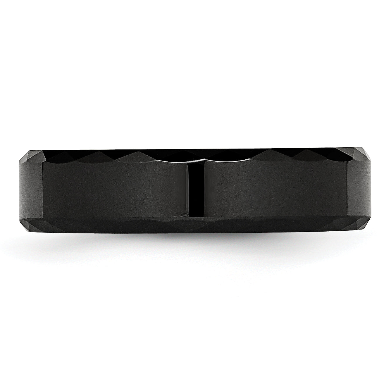 Faceted Beveled-Edge Wedding Band in Black Ceramic, 6mm