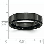 Faceted Beveled-Edge Wedding Band in Black Ceramic, 6mm