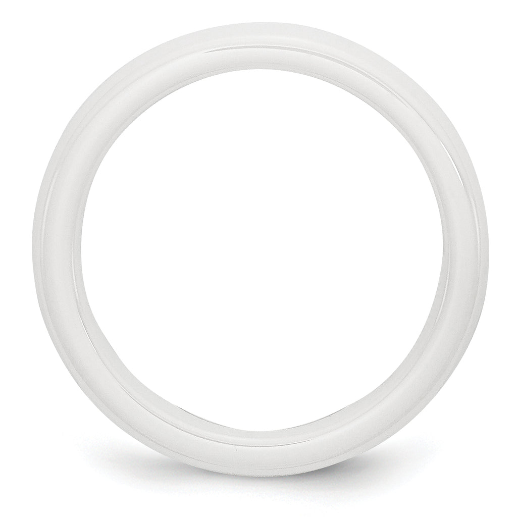 Polished Wedding Band in White Ceramic, 4mm