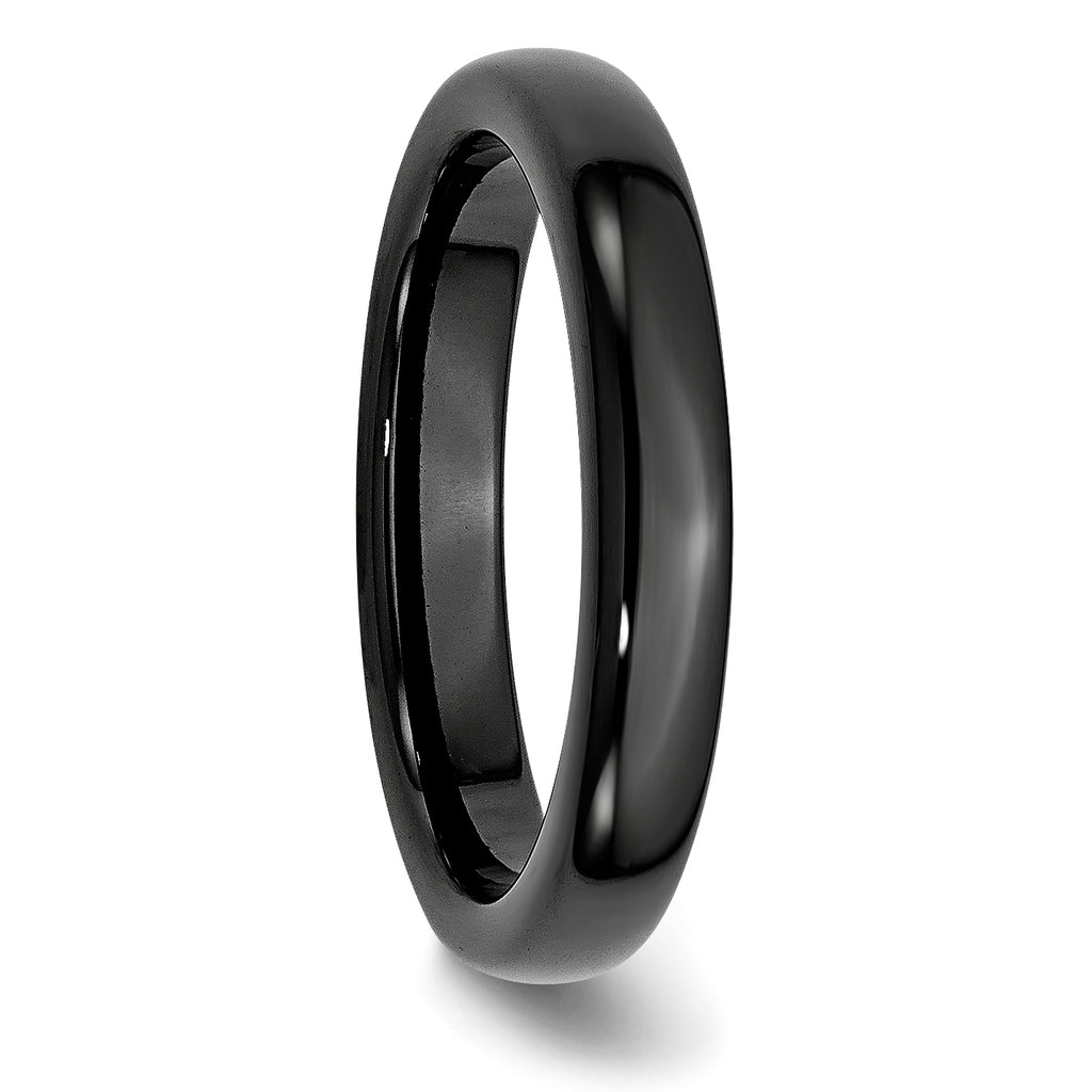 Polished Wedding Band in Black Ceramic, 4mm