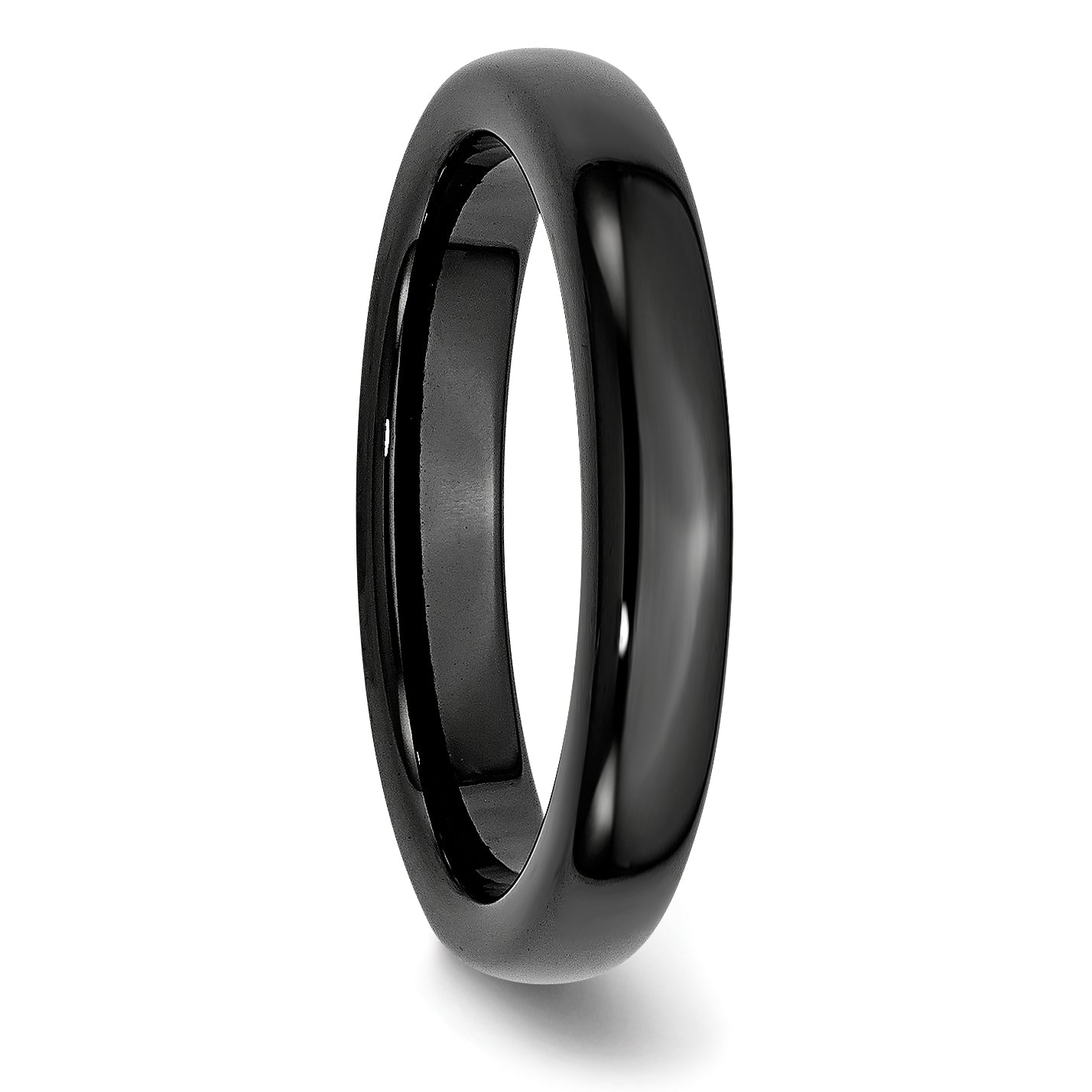 Polished Wedding Band in Black Ceramic, 4mm