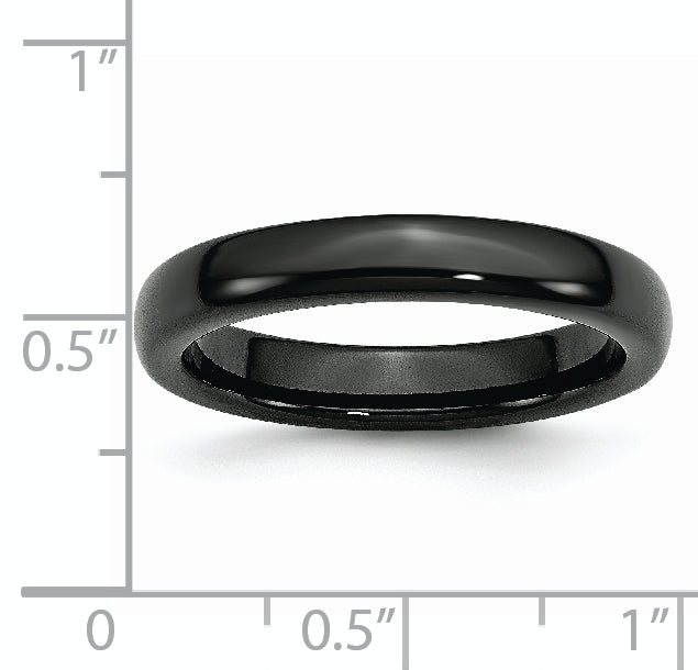 Polished Wedding Band in Black Ceramic, 4mm