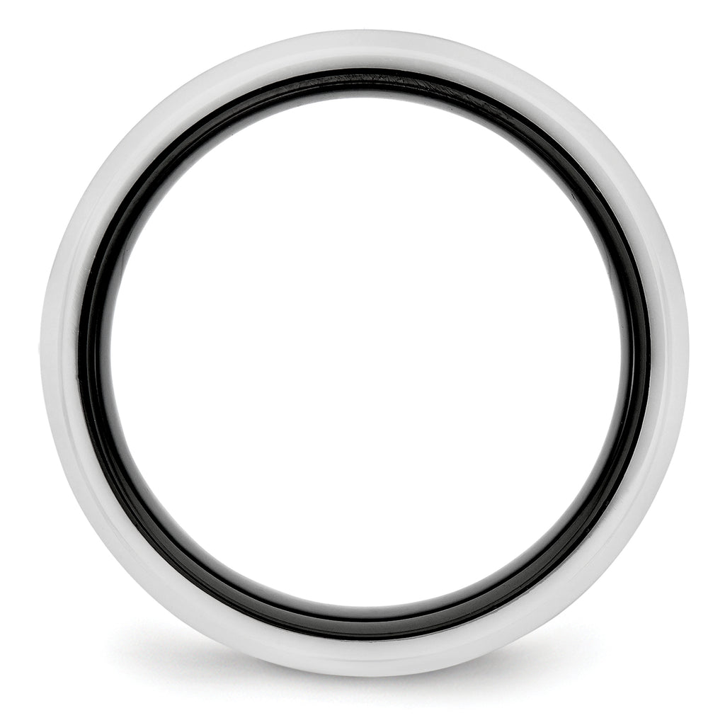 Two-Tone Wedding Band in Black & White Ceramic, 6mm