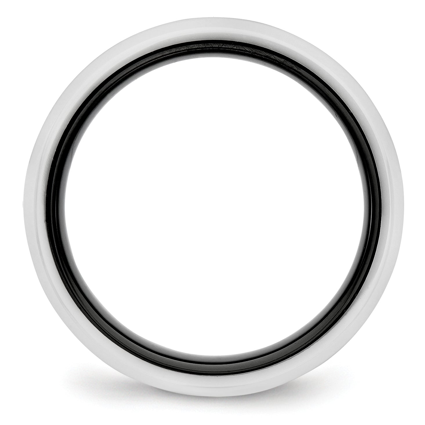 Two-Tone Wedding Band in Black & White Ceramic, 6mm