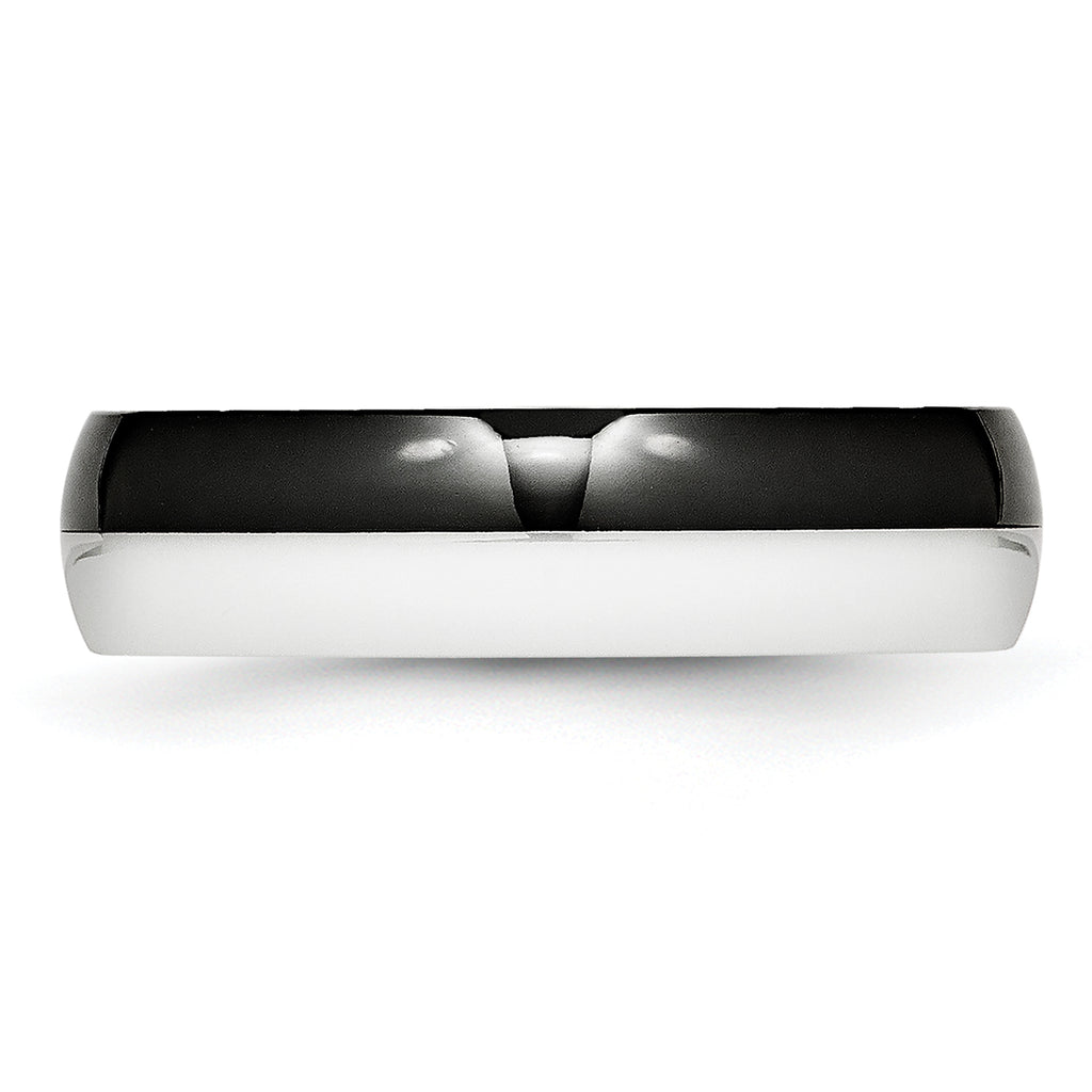 Two-Tone Wedding Band in Black & White Ceramic, 6mm