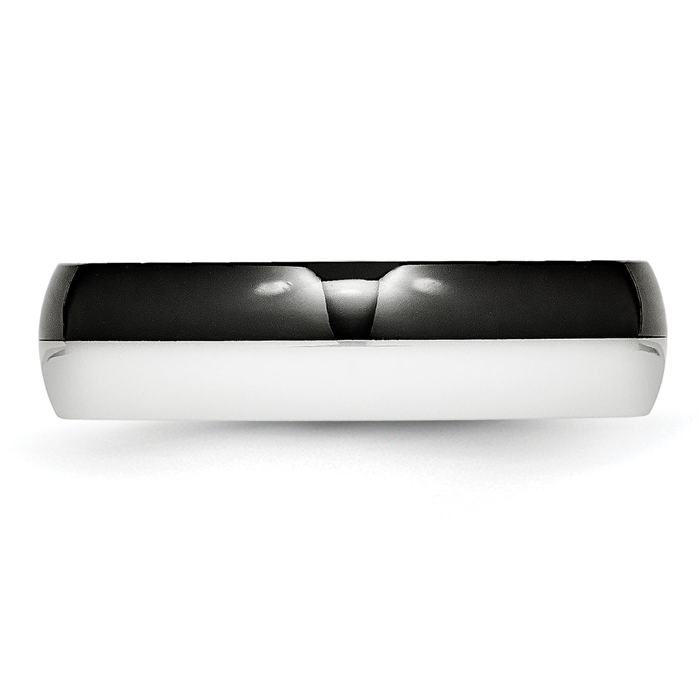 Two-Tone Wedding Band in Black & White Ceramic, 6mm