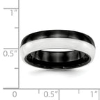 Two-Tone Wedding Band in Black & White Ceramic, 6mm