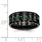 Carbon Fiber Inlay Beveled Wedding Band in Black Ceramic, 8mm