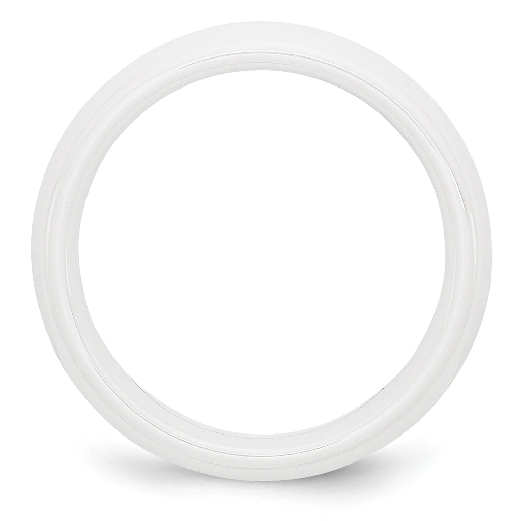 Polished Wedding Band in White Ceramic, 6mm