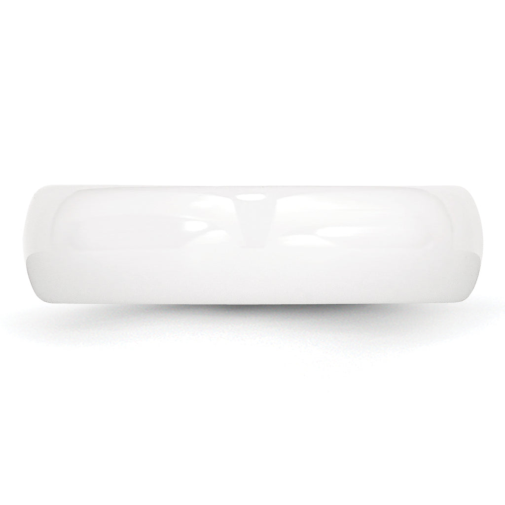 Polished Wedding Band in White Ceramic, 6mm