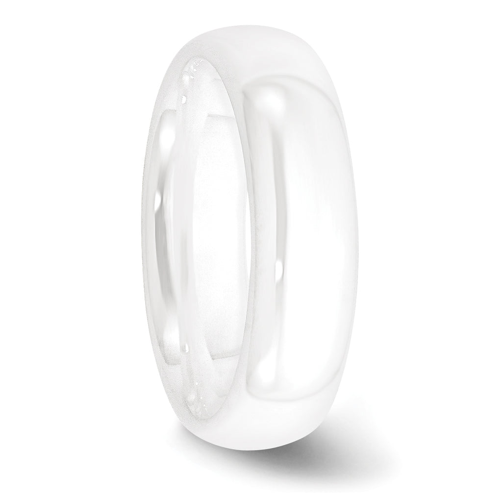Polished Wedding Band in White Ceramic, 6mm
