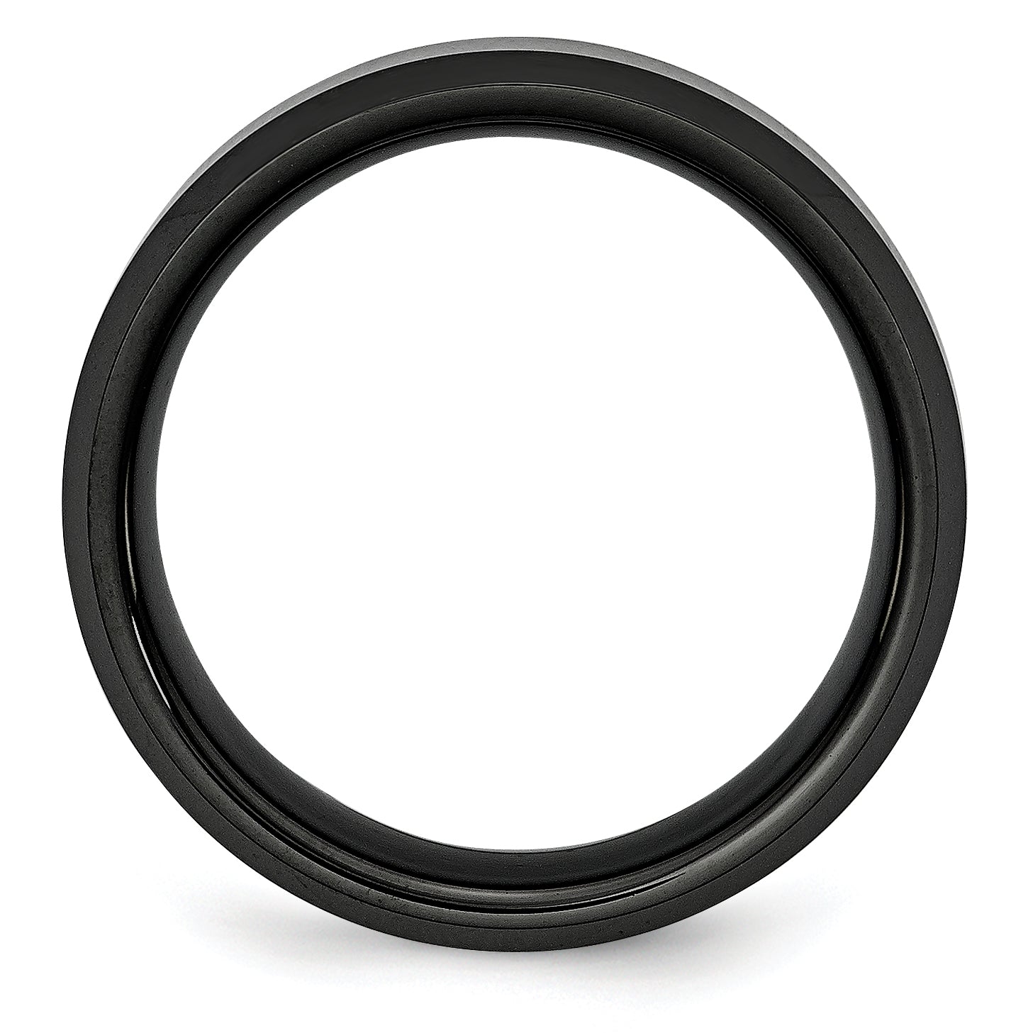 Ceramic Black Beveled Edge 8mm Brushed and Polished Band