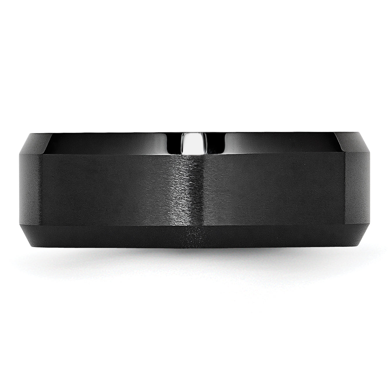 Ceramic Black Beveled Edge 8mm Brushed and Polished Band