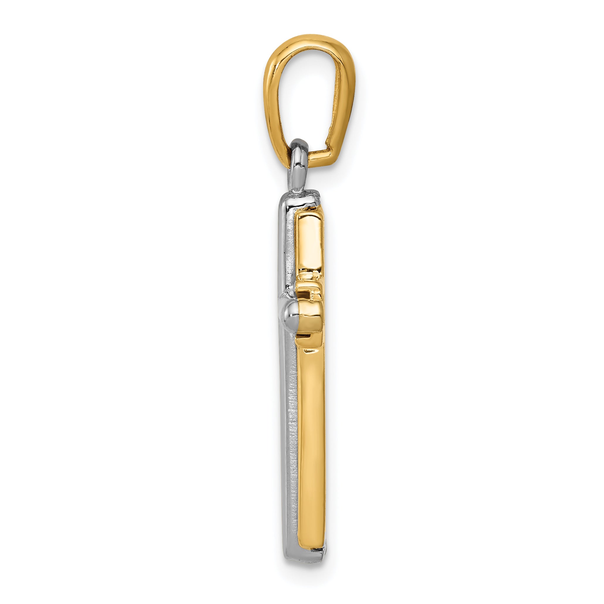 14K Two-Tone Gold Cross Pendant with Polished Finish Secondary image