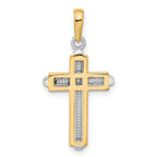 14K Two-Tone Gold Cross Pendant with Polished Finish