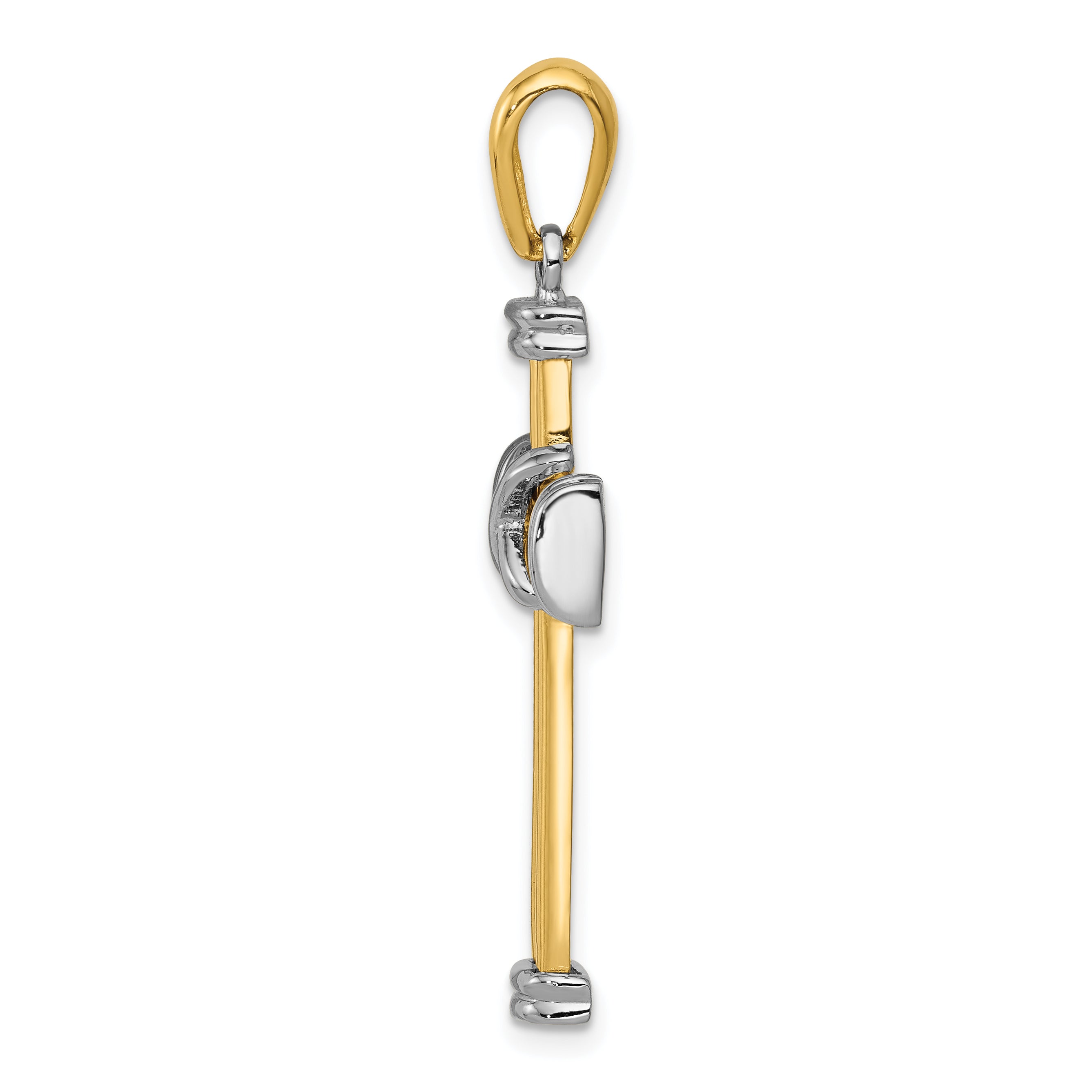 14K Two-Tone Gold Latin Cross Pendant with Polished Finish Secondary image