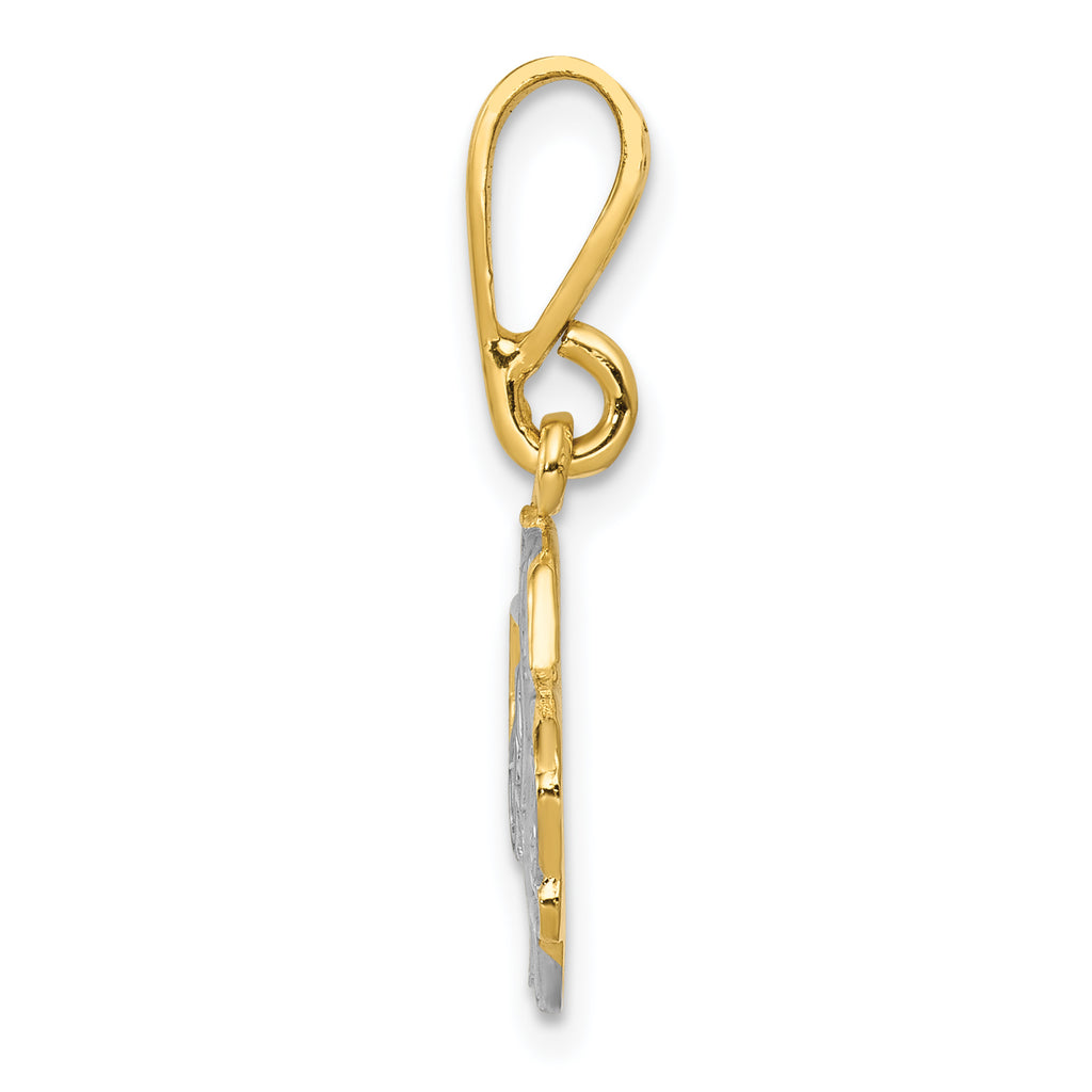 14K Gold and Rhodium Pick-up Truck Pendant with Polished Finish for Men