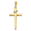 14K Two-Tone Cross w/Crown of Thorns Pendant