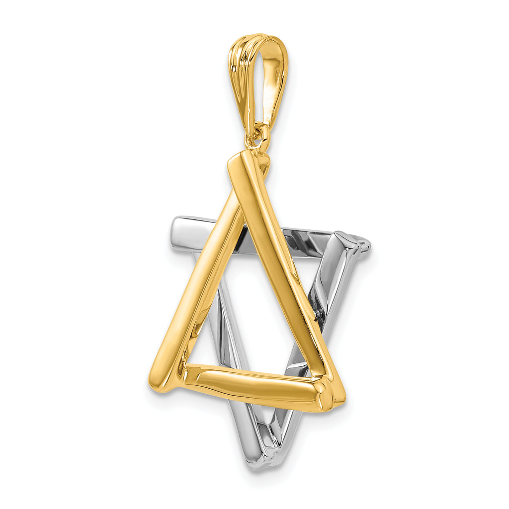 14K Two-Tone Gold Star of David Pendant with Elegant Closed-Back Design