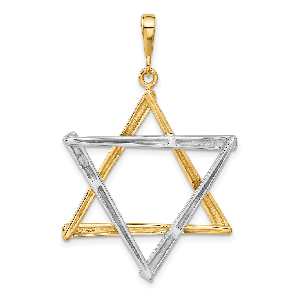 14K Two-Tone Gold Star of David Pendant with Elegant Closed Back Design