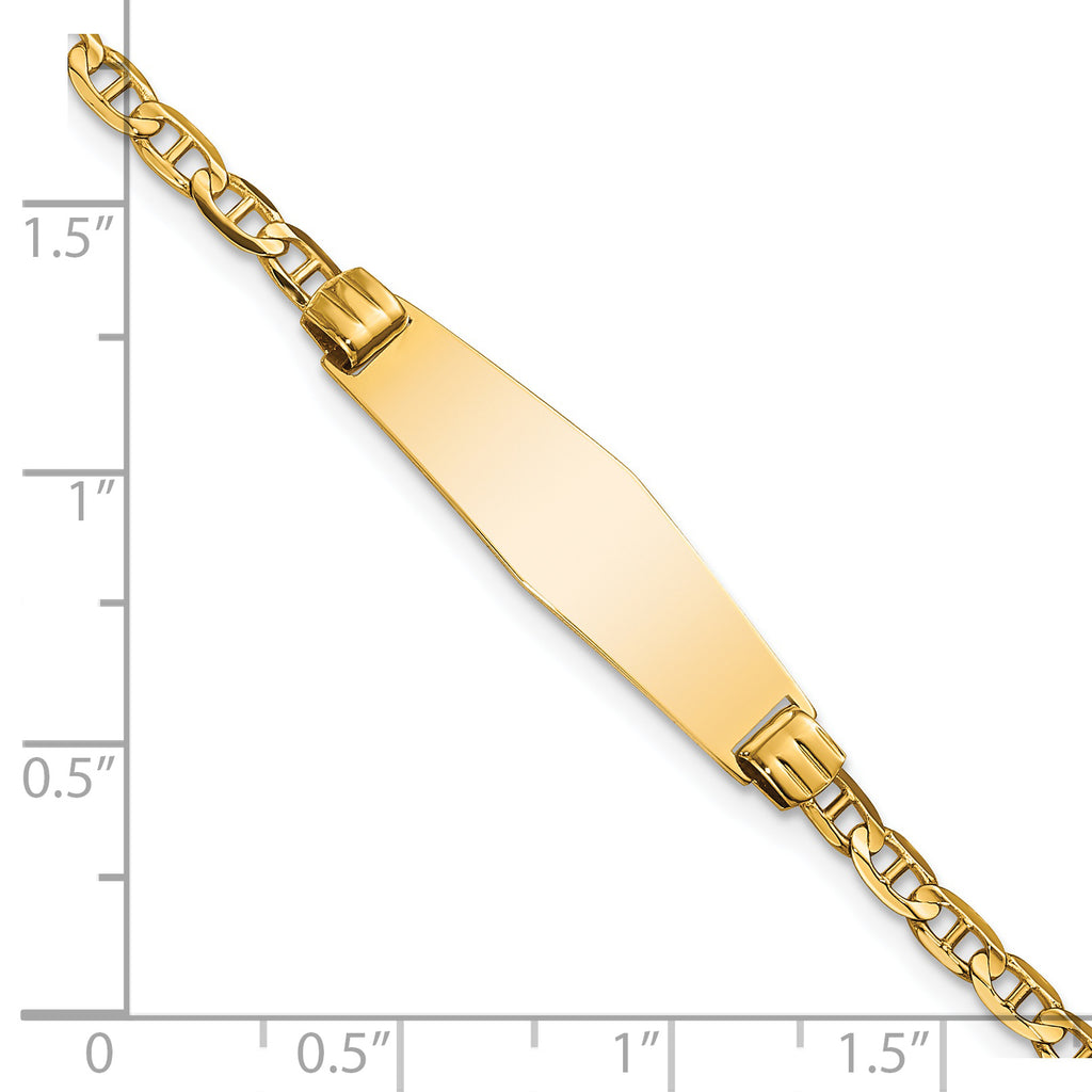 14k Soft Diamond Shape Anchor Link ID Bracelet