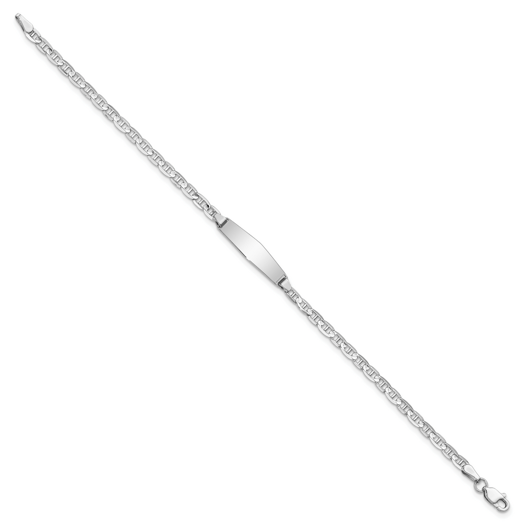 14k WG Soft Diamond Shape Anchor Link ID Bracelet