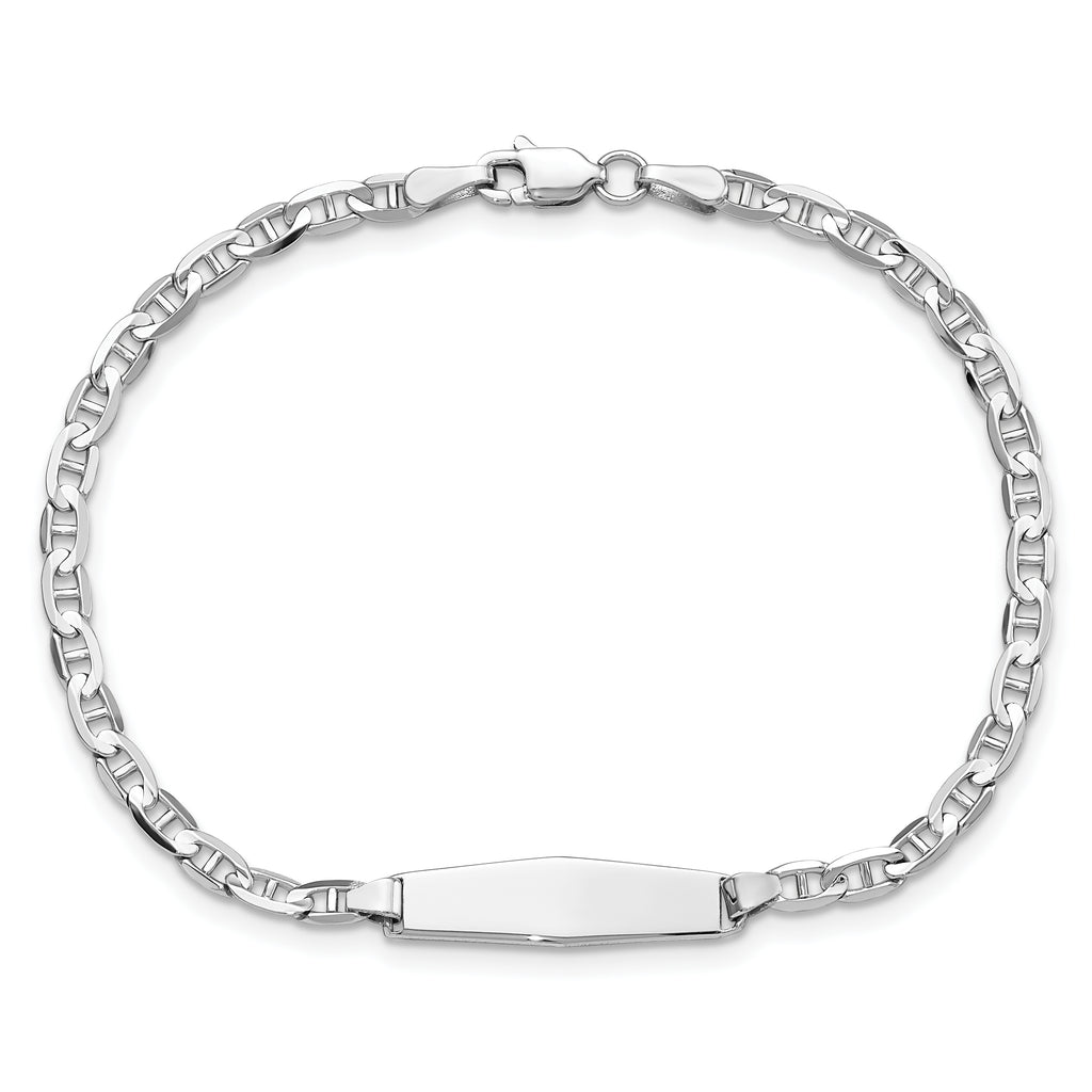 14k WG Soft Diamond Shape Anchor Link ID Bracelet