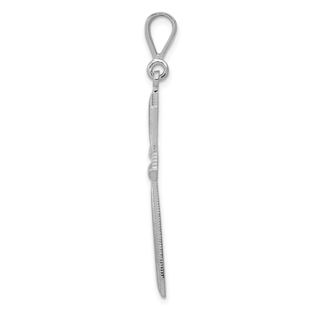 14K White Gold Passion Cross Pendant with Rhodium Plating  Elegant, Themed Design