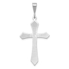 14K White Gold Passion Cross Pendant with Rhodium Plating  Elegant, Themed Design