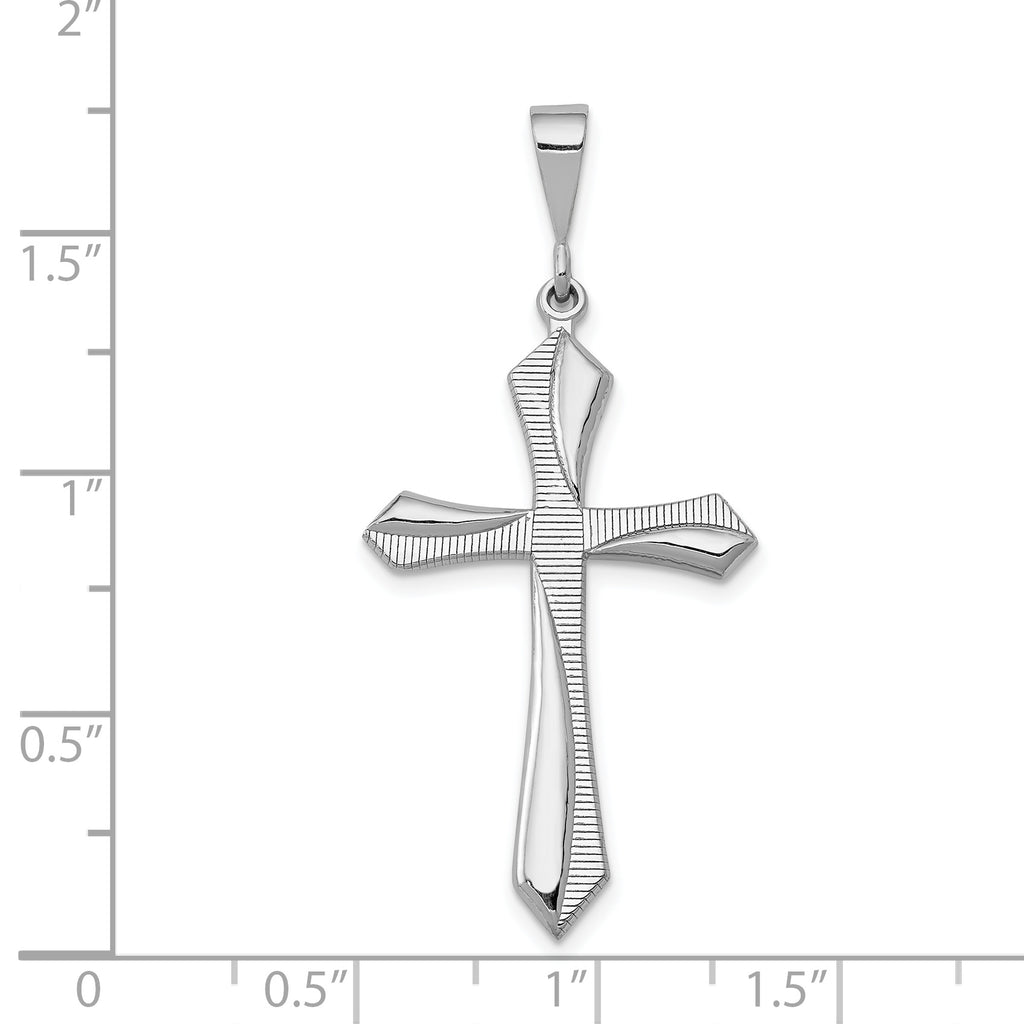 14K White Gold Passion Cross Pendant with Rhodium Plating  Elegant, Themed Design