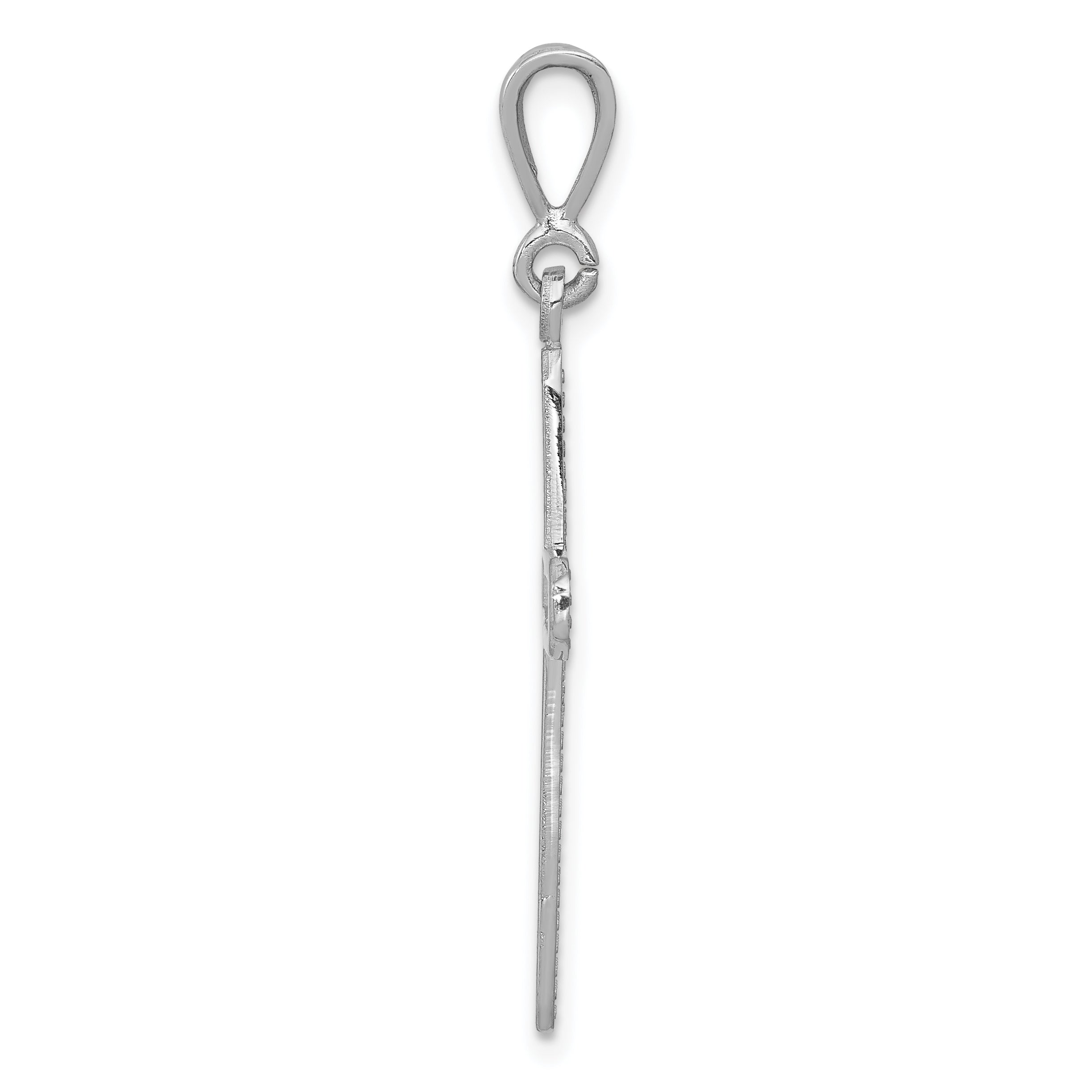 14K White Gold Cross Charm with Polished Rhodium Finish  Elegant and Textured Design Secondary image