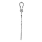 14K White Gold Cross Charm with Polished Rhodium Finish  Elegant and Textured Design